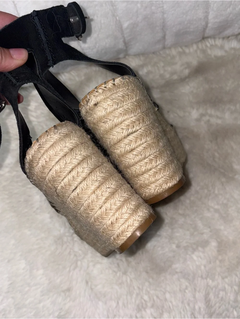 Dolce Vita Black Suede Espadrille Wedge Sandals